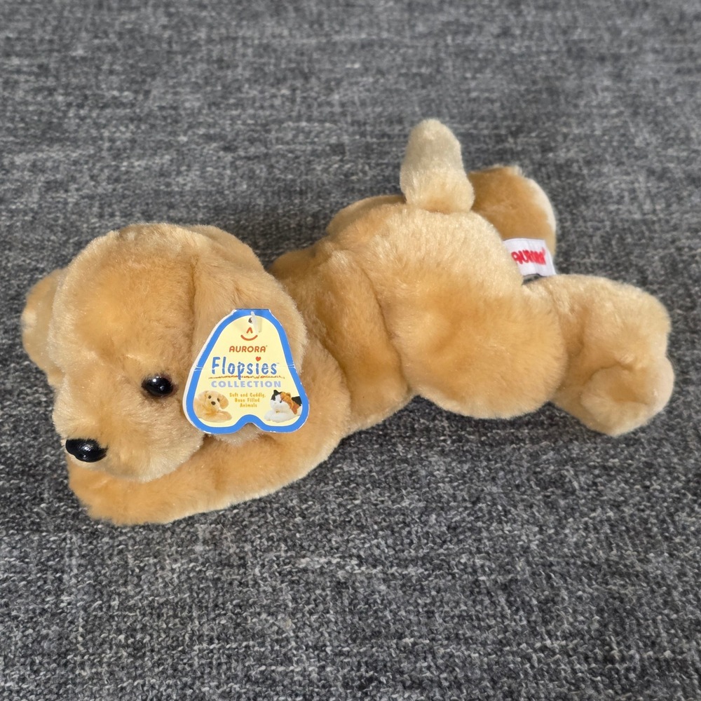 Aurora Flopsies Lil Garth Golden Retriever Puppy Dog Plush 8 Inch 31184 NWT
